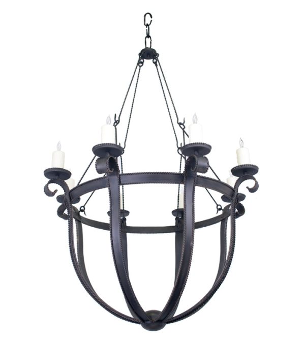 Ch Hand Forged Iron Eight Light Chandelier Hacienda